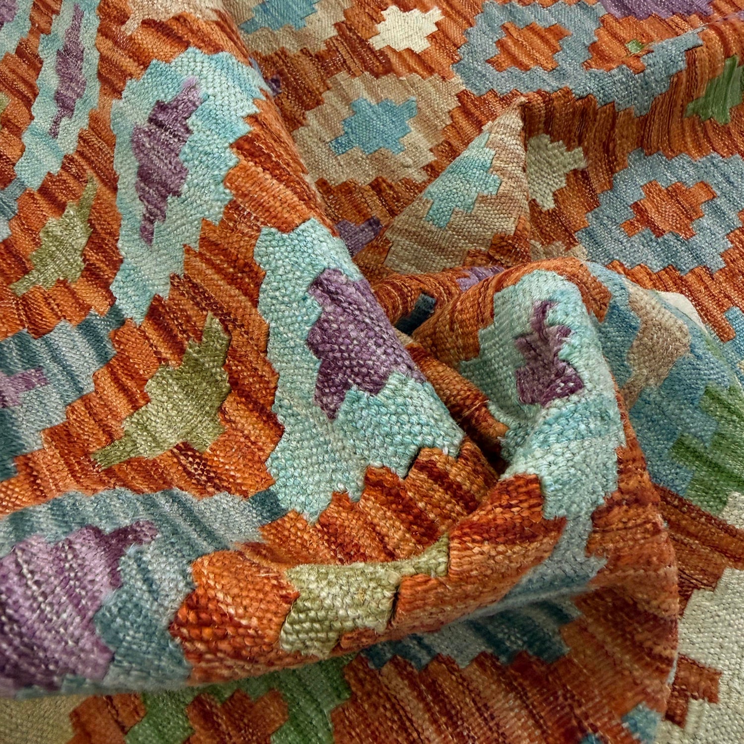 Hand Knotted Afghan Style Kilim 4' 6" x 6' 7" ft / 136 x 200 cm - No. Y39180