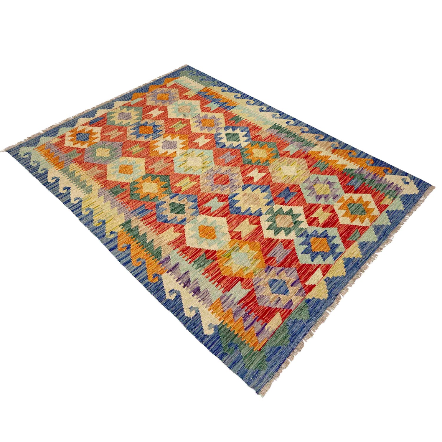 Handmade Vegetable Kelim 4' 0" x 5' 10" ft / 123 x 179 cm - No. Y39181