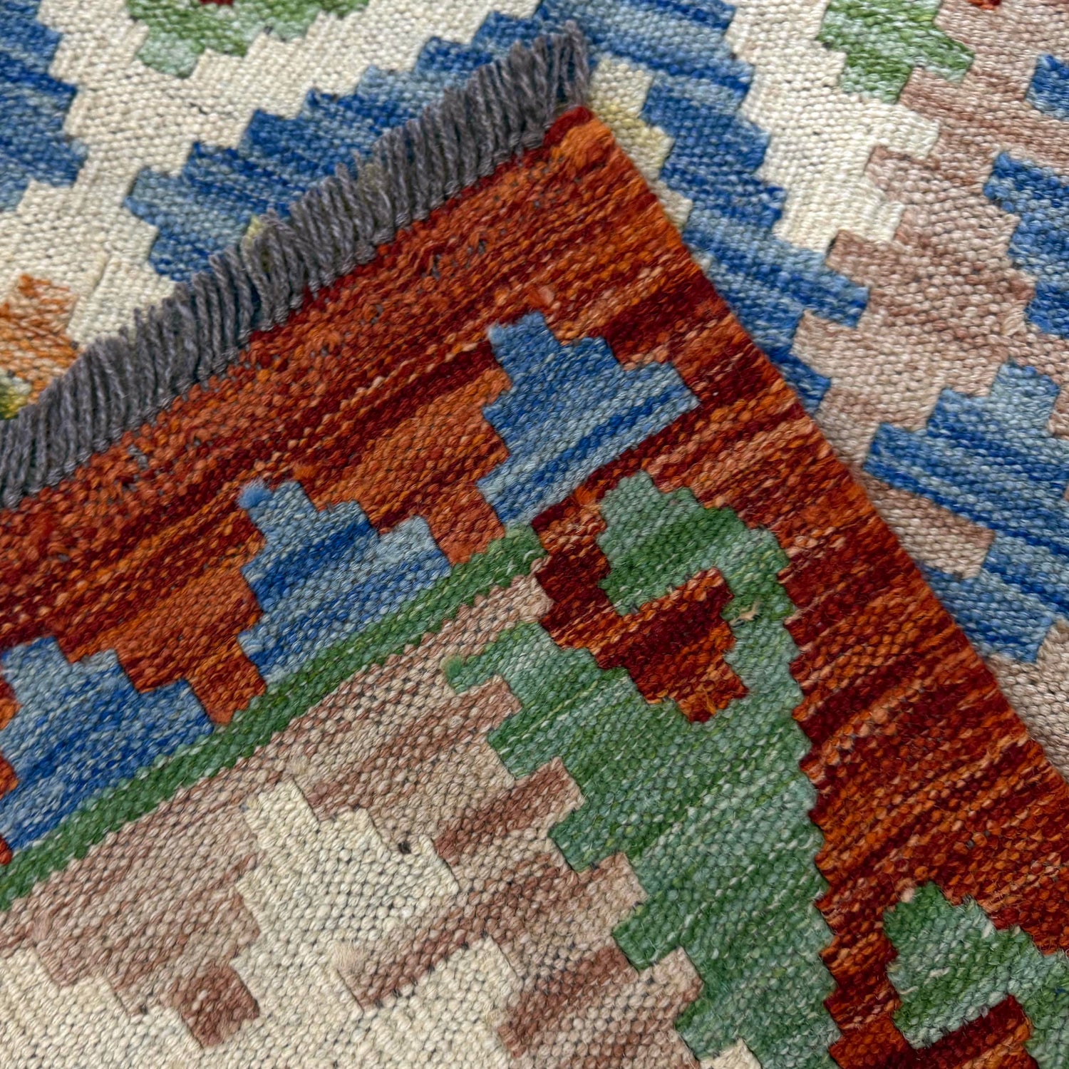 Hand Knotted Afghan Style Kilim 4' 0" x 5' 8" ft / 123 x 173 cm - No. Y39182