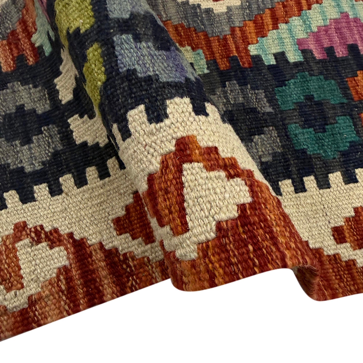 Hand Woven Wool Kelim 4' 2" x 5' 10" ft / 127 x 177 cm - No. Y39183