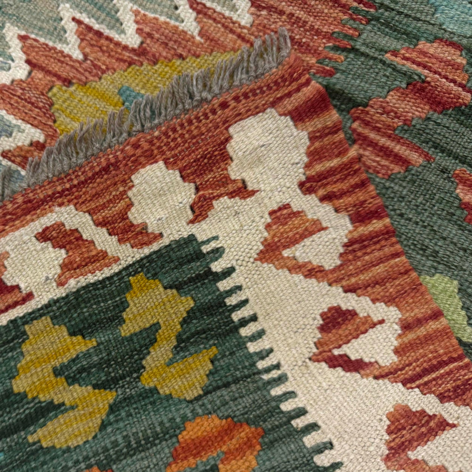 Handmade Turkish Design Wool Kilim 4' 4" x 5' 11" ft / 132 x 180 cm - No. Y39185