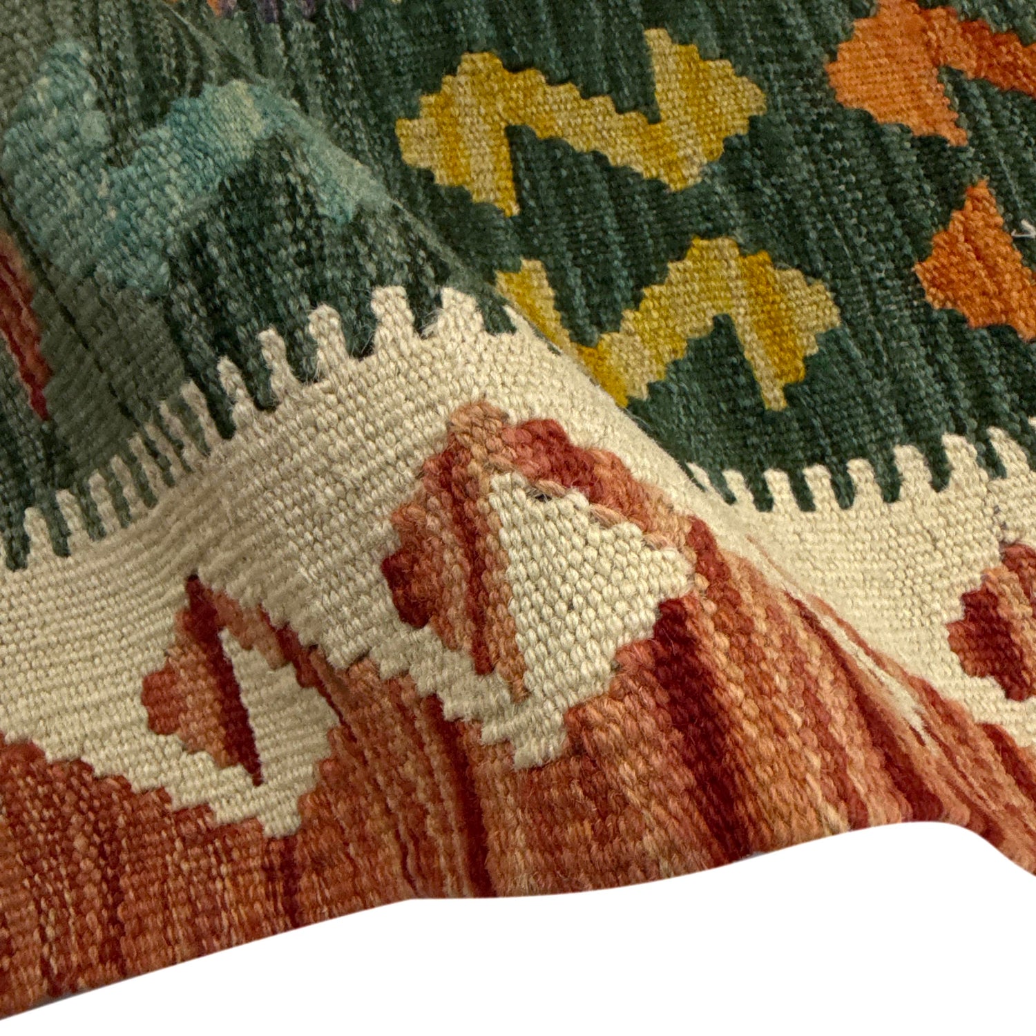 Handmade Turkish Design Wool Kilim 4' 4" x 5' 11" ft / 132 x 180 cm - No. Y39185
