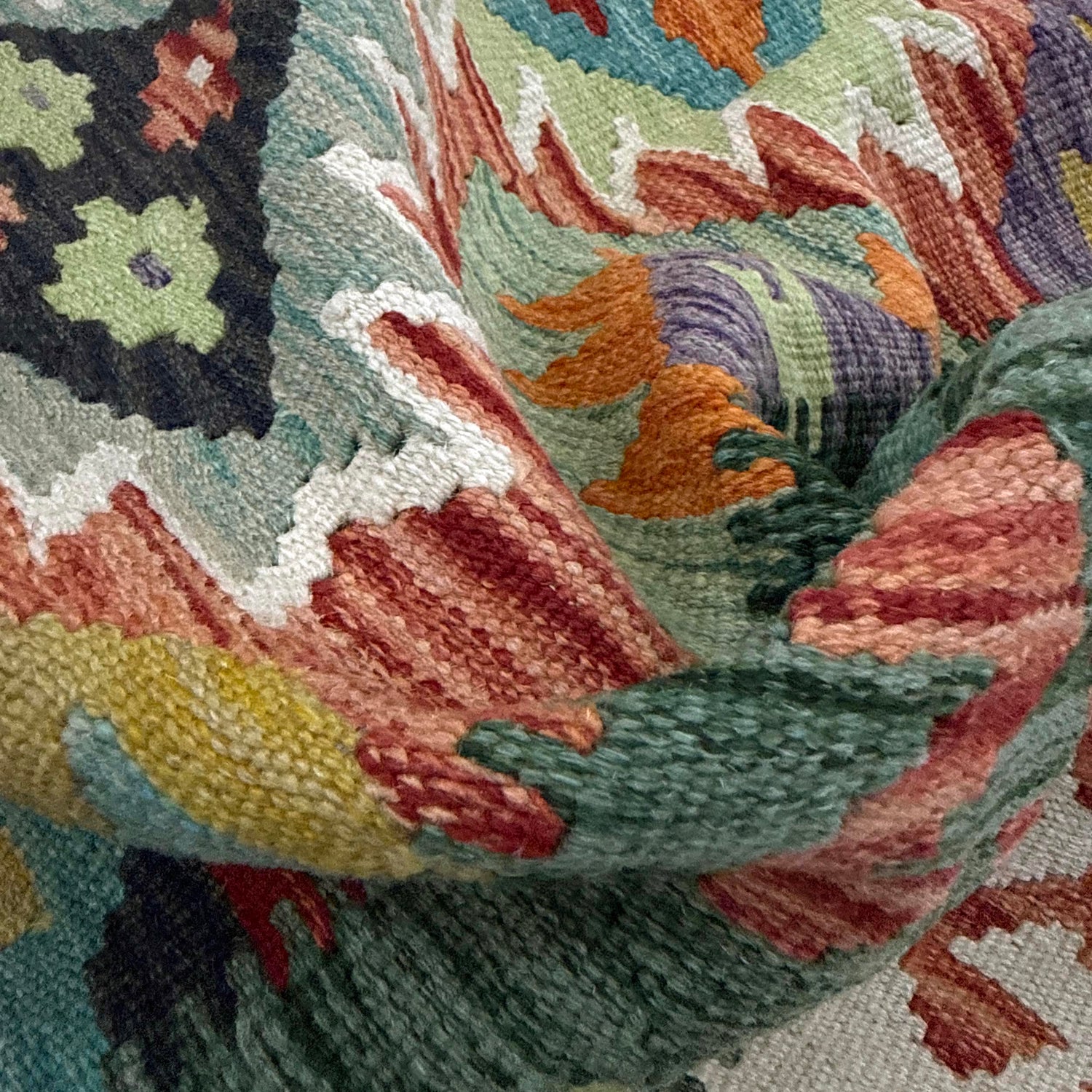 Handmade Turkish Design Wool Kilim 4' 4" x 5' 11" ft / 132 x 180 cm - No. Y39185