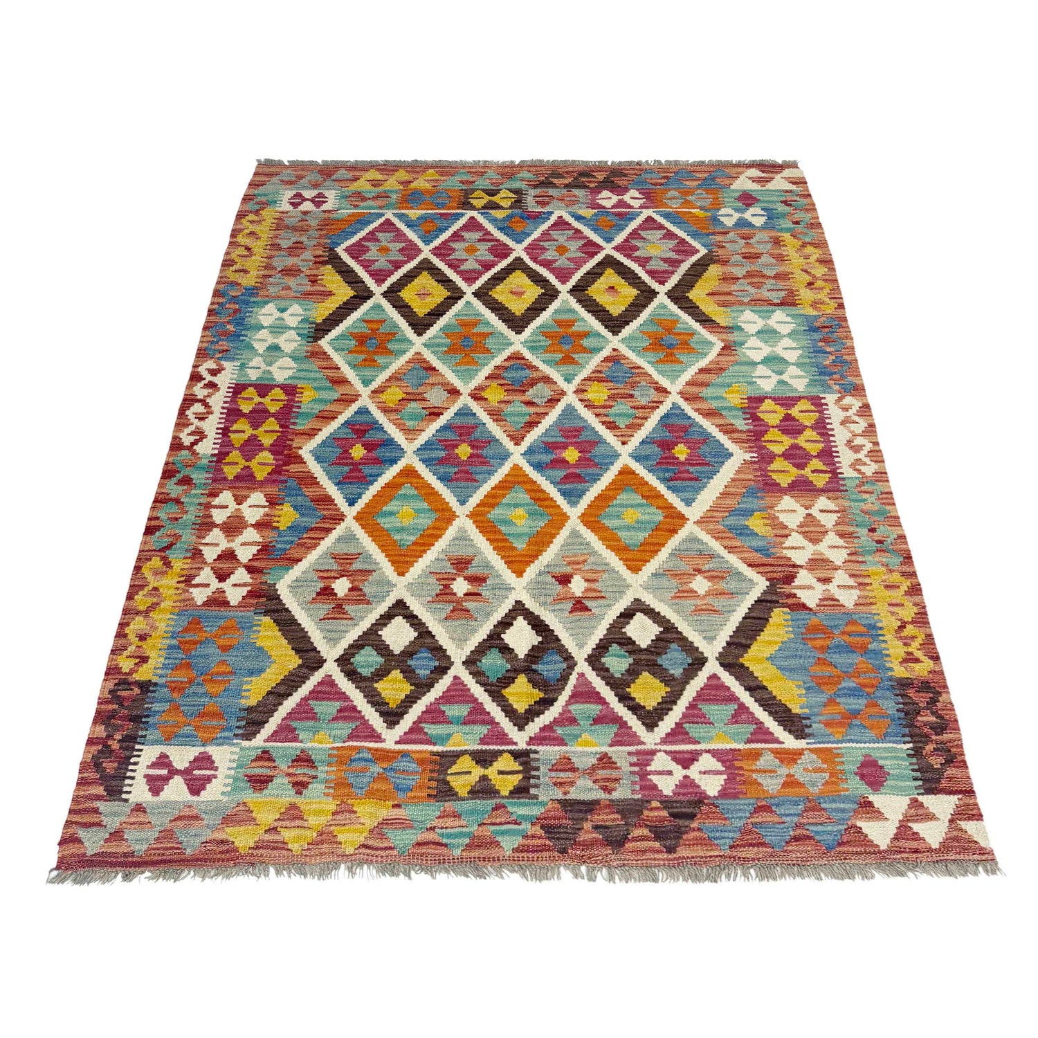 Small Size Chobi Kilim 4' 2" x 5' 9" ft / 126 x 176 cm - No. Y39187
