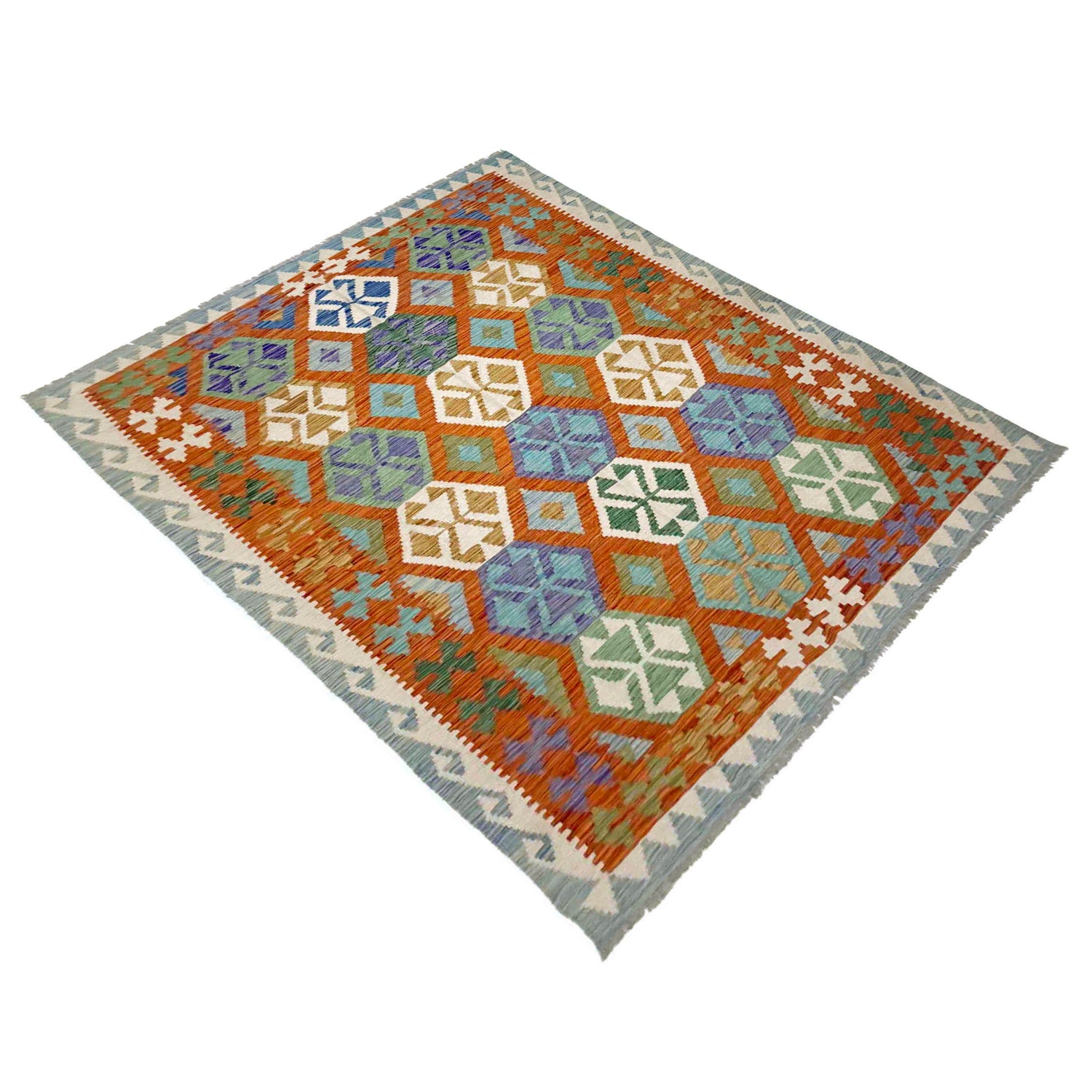 Hand Knotted Afghan Style Kilim 5' 7" x 8' 1" ft / 171 x 246 cm - No. Y39190