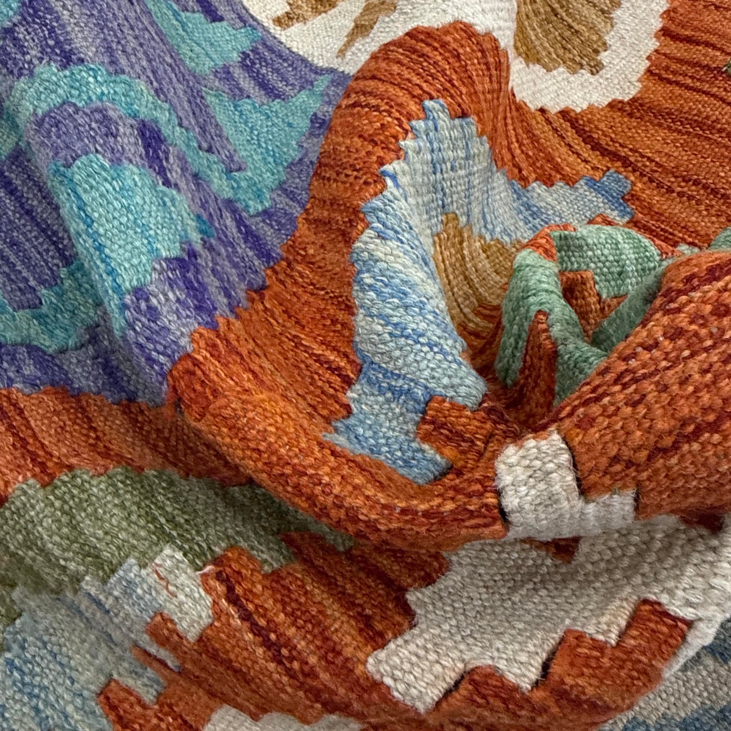 Hand Knotted Afghan Style Kilim 5' 7" x 8' 1" ft / 171 x 246 cm - No. Y39190