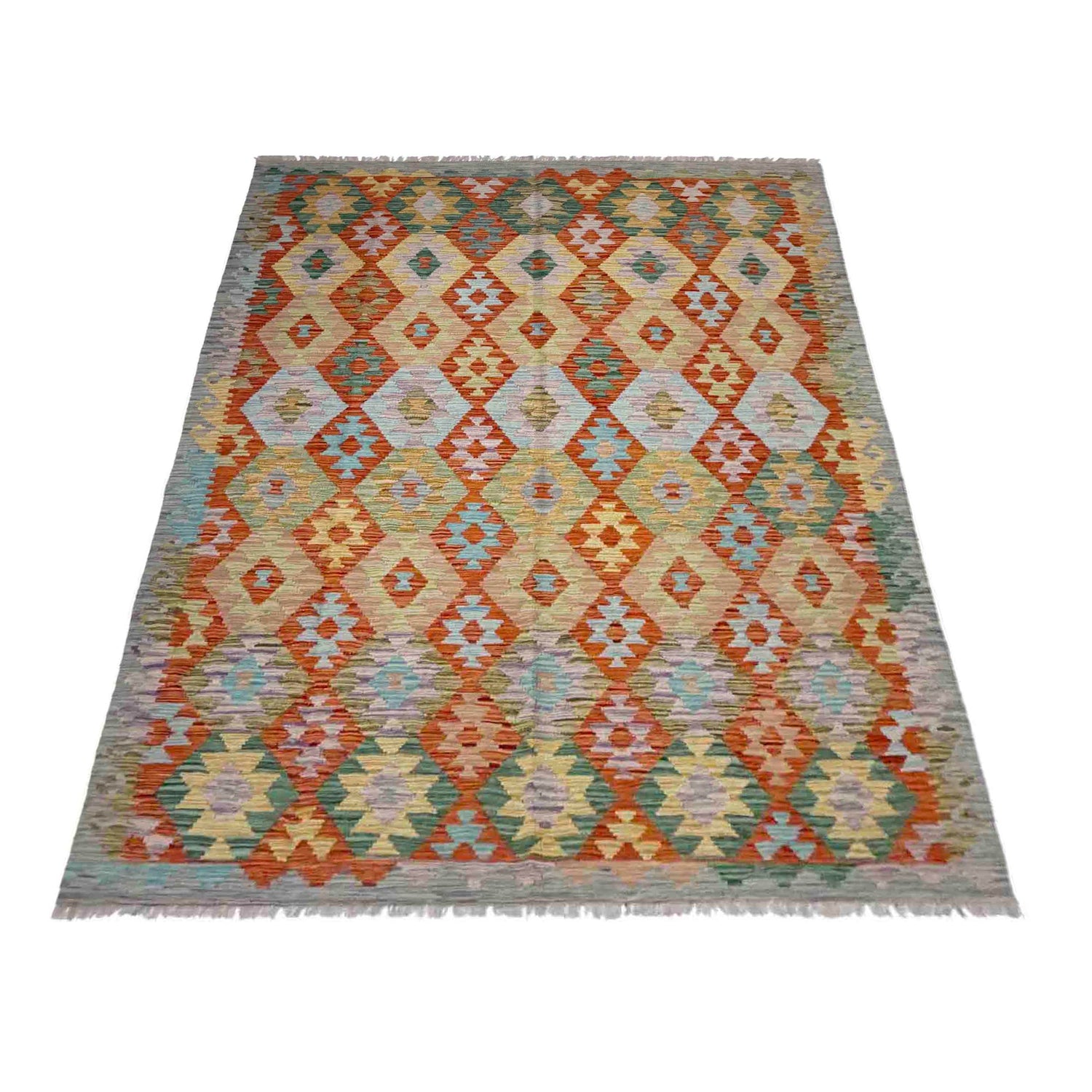 Hand Woven Wool Kelim 5' 7" x 8' 0" ft / 170 x 244 cm - No. Y39191