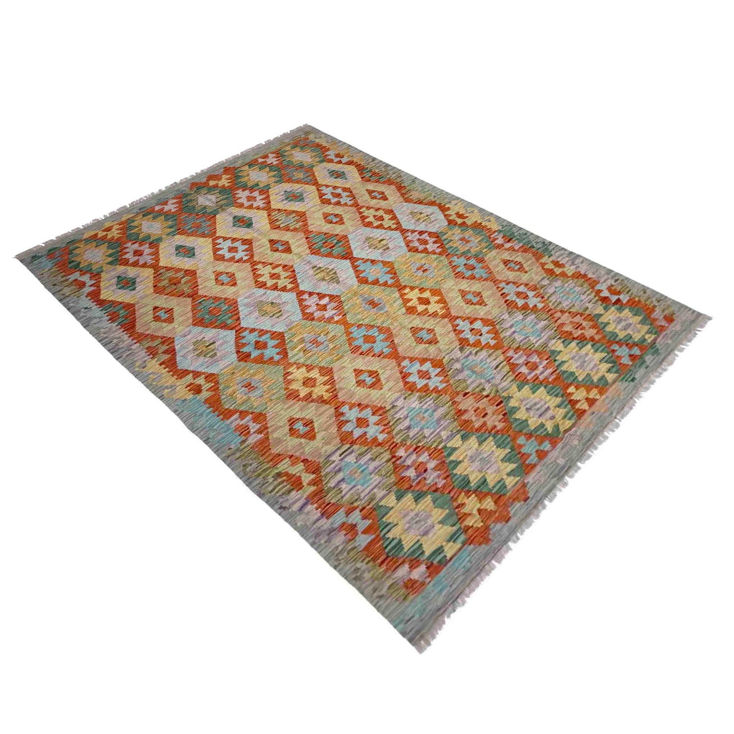 Hand Woven Wool Kelim 5' 7" x 8' 0" ft / 170 x 244 cm - No. Y39191