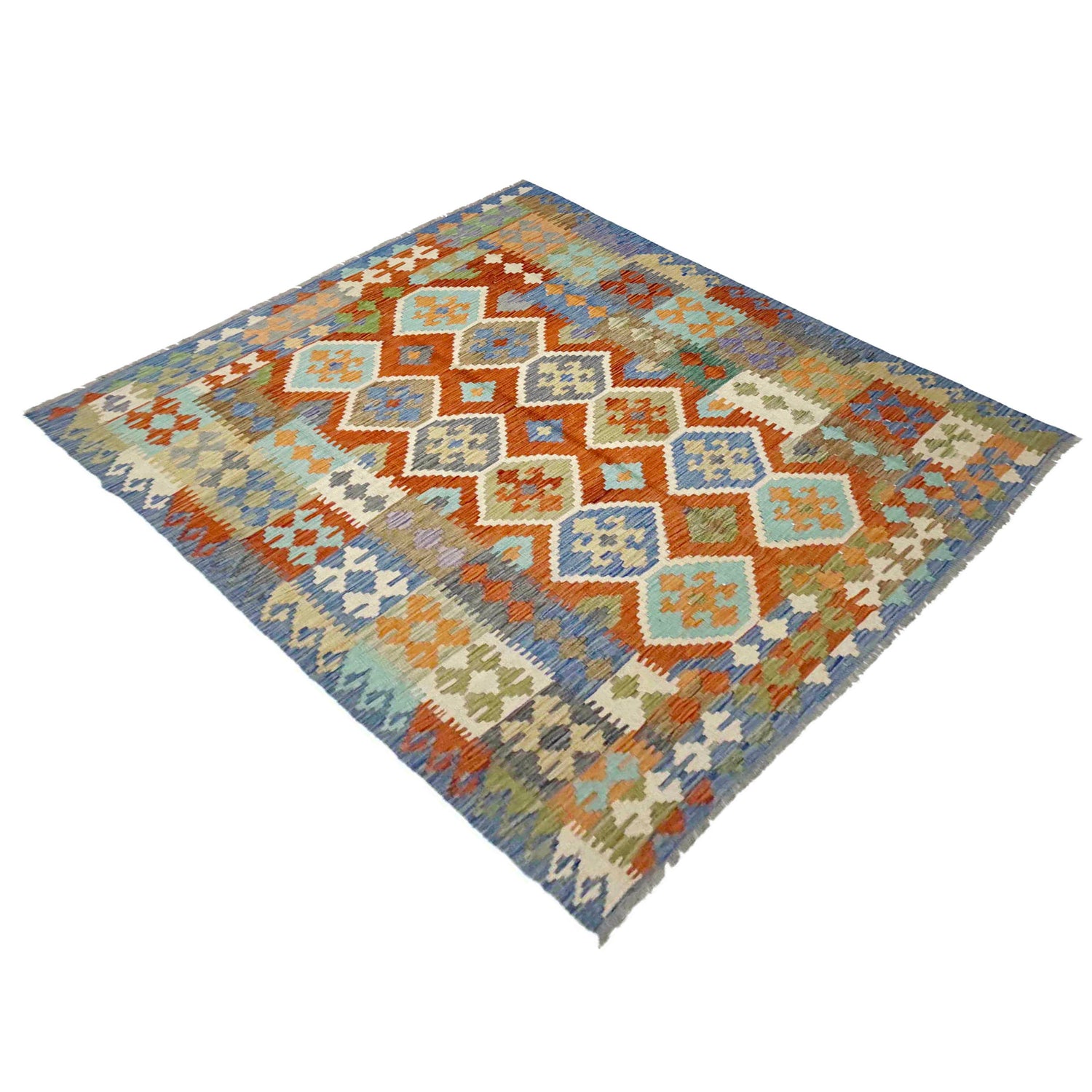 Handmade Turkish Design Wool Kilim 6' 1" x 8' 0" ft / 185 x 244 cm - No. Y39192