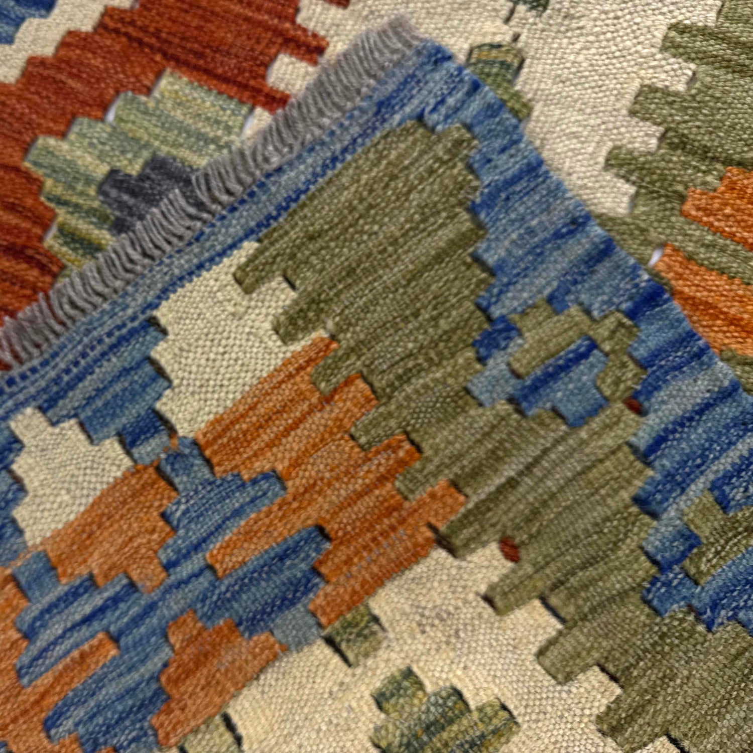 Handmade Turkish Design Wool Kilim 6' 1" x 8' 0" ft / 185 x 244 cm - No. Y39192