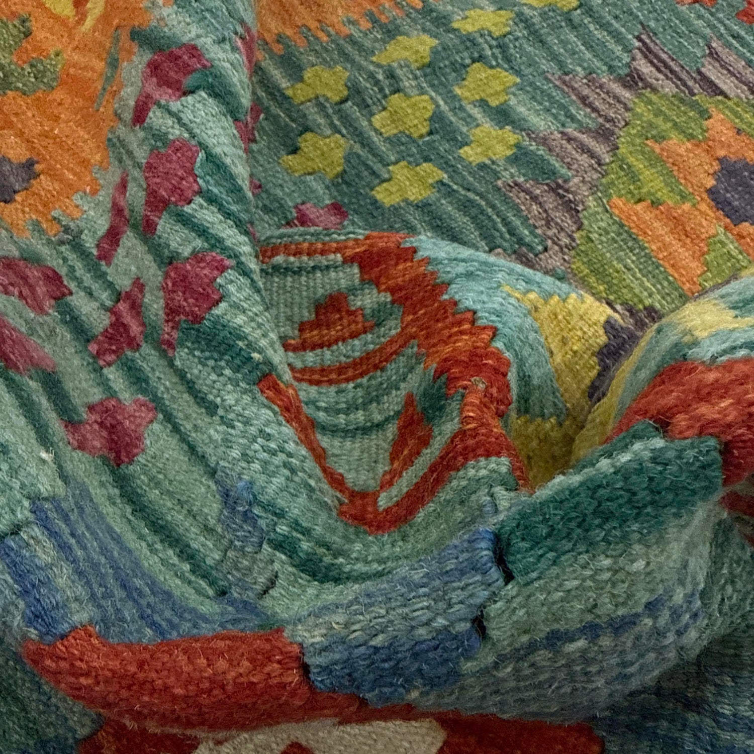 Hand Knotted Flatweave Kilim 6' 2" x 7' 11" ft / 189 x 242 cm - No. Y39194