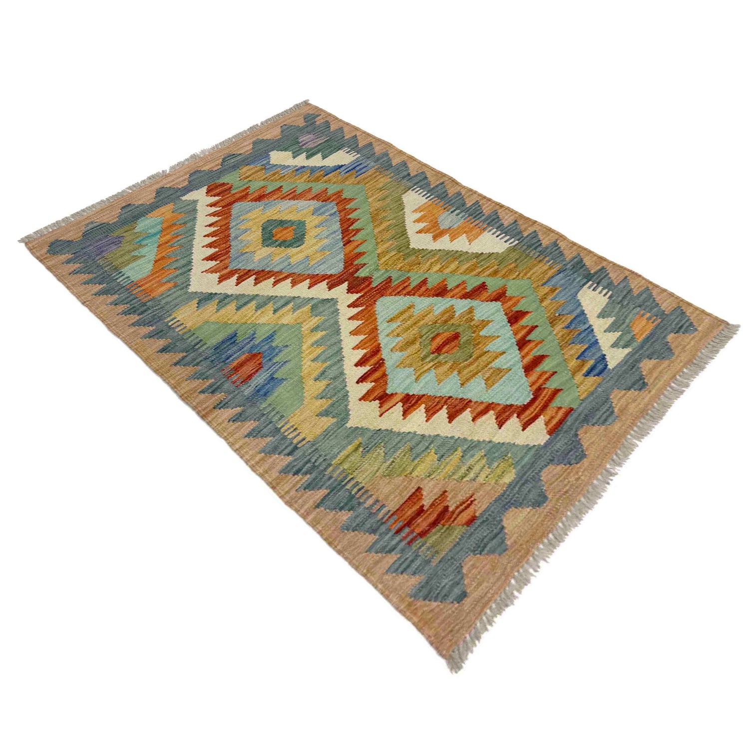 Hand Made Afghan Kilim 2' 7" x 3' 11" ft / 79 x 120 cm - No. Y39196