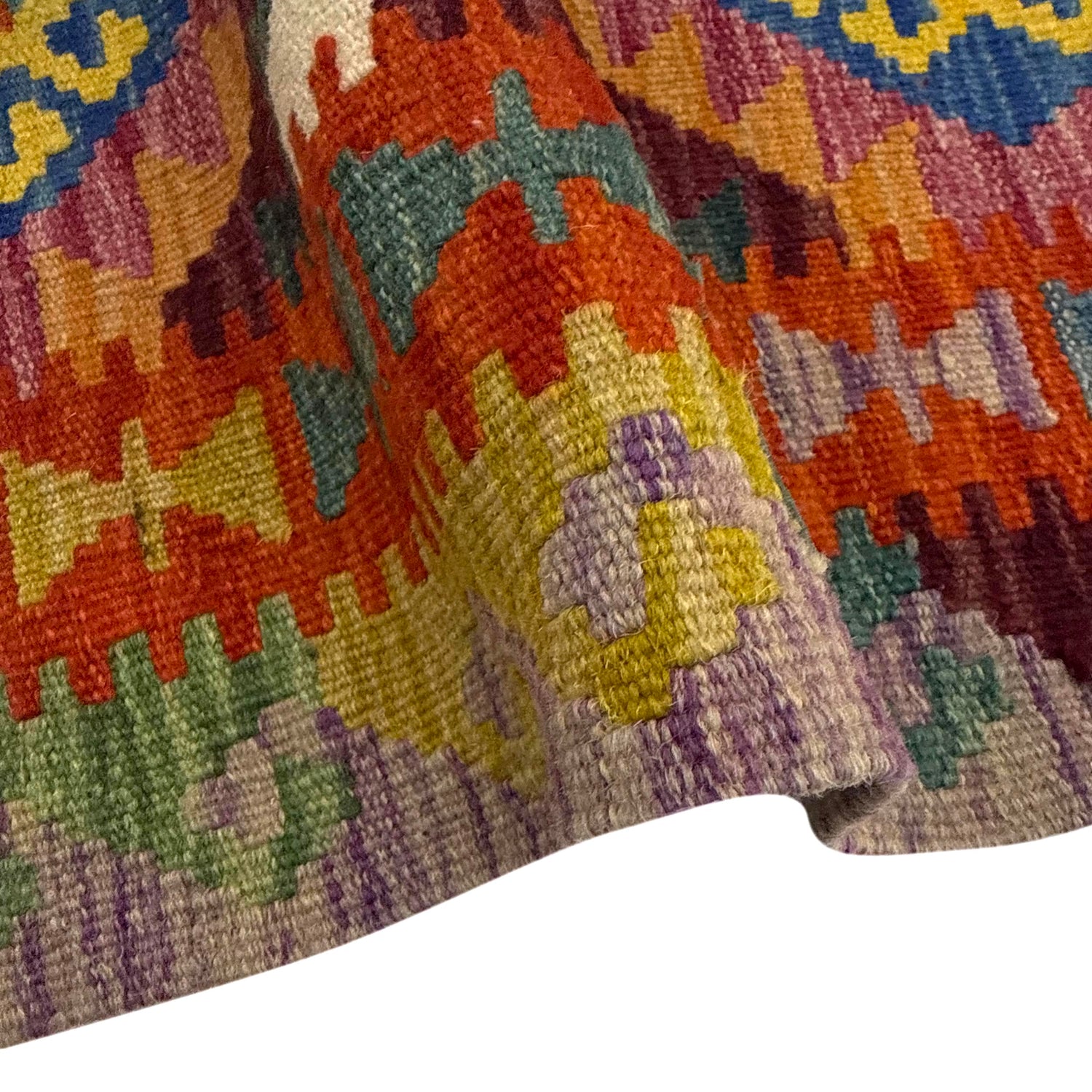 Multi Color ful Flat-Weave Wool Kilim 2' 7" x 4' 1" ft / 80 x 125 cm - No. Y39197