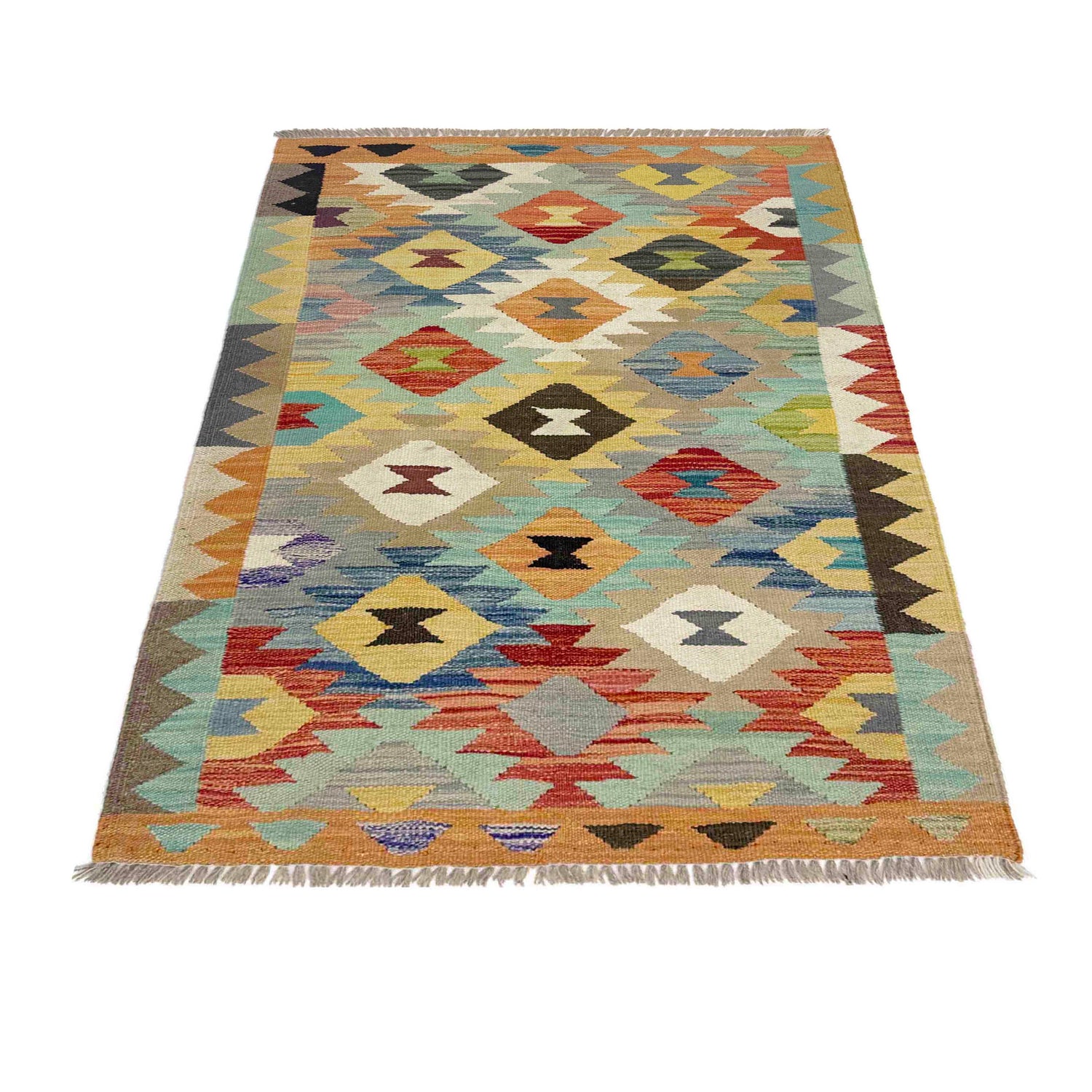Hand Knotted Afghan Style Kilim 2' 7" x 4' 0" ft / 80 x 122 cm - No. Y39200