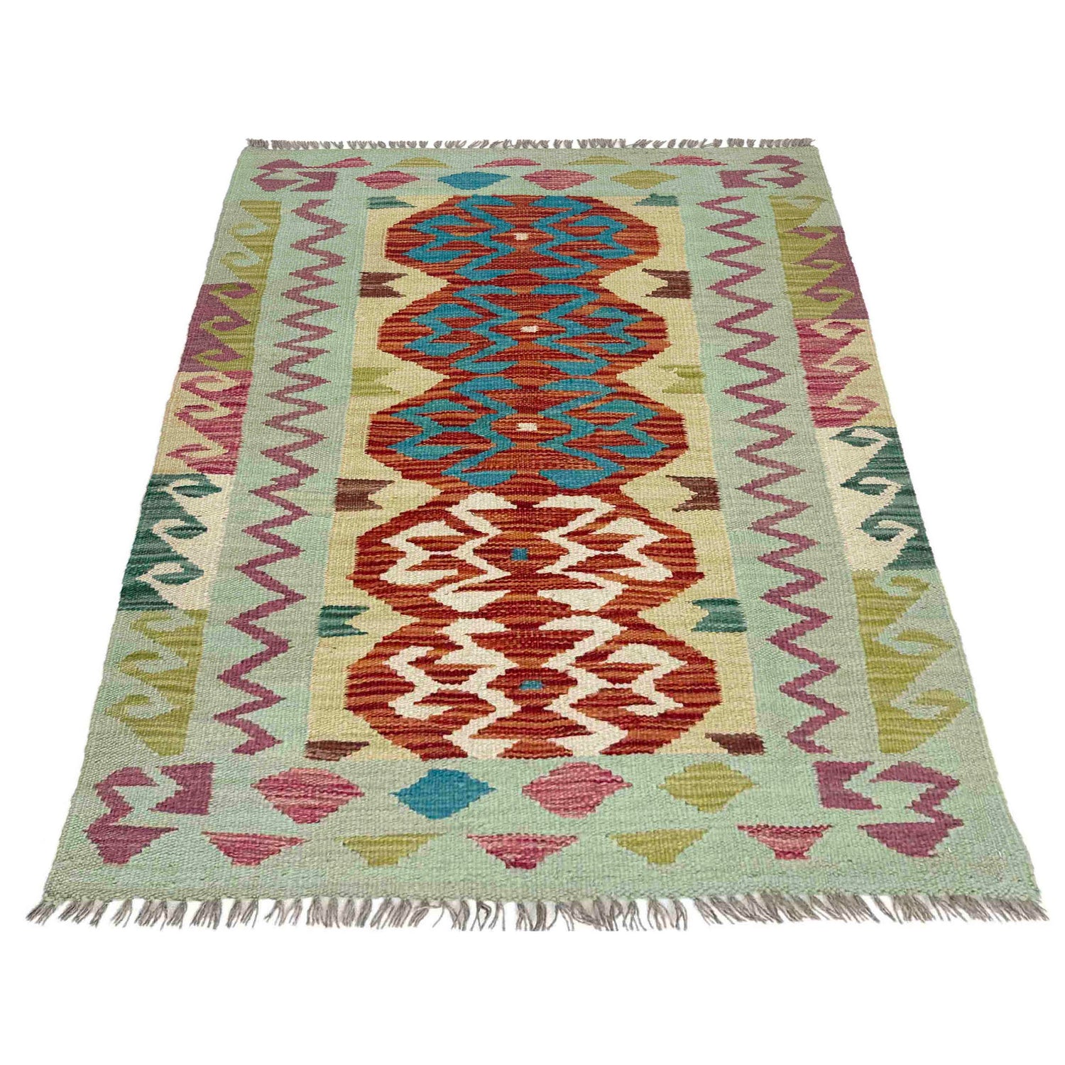 Hand Woven Wool Kelim 2' 7" x 4' 0" ft / 79 x 121 cm - No. Y39201