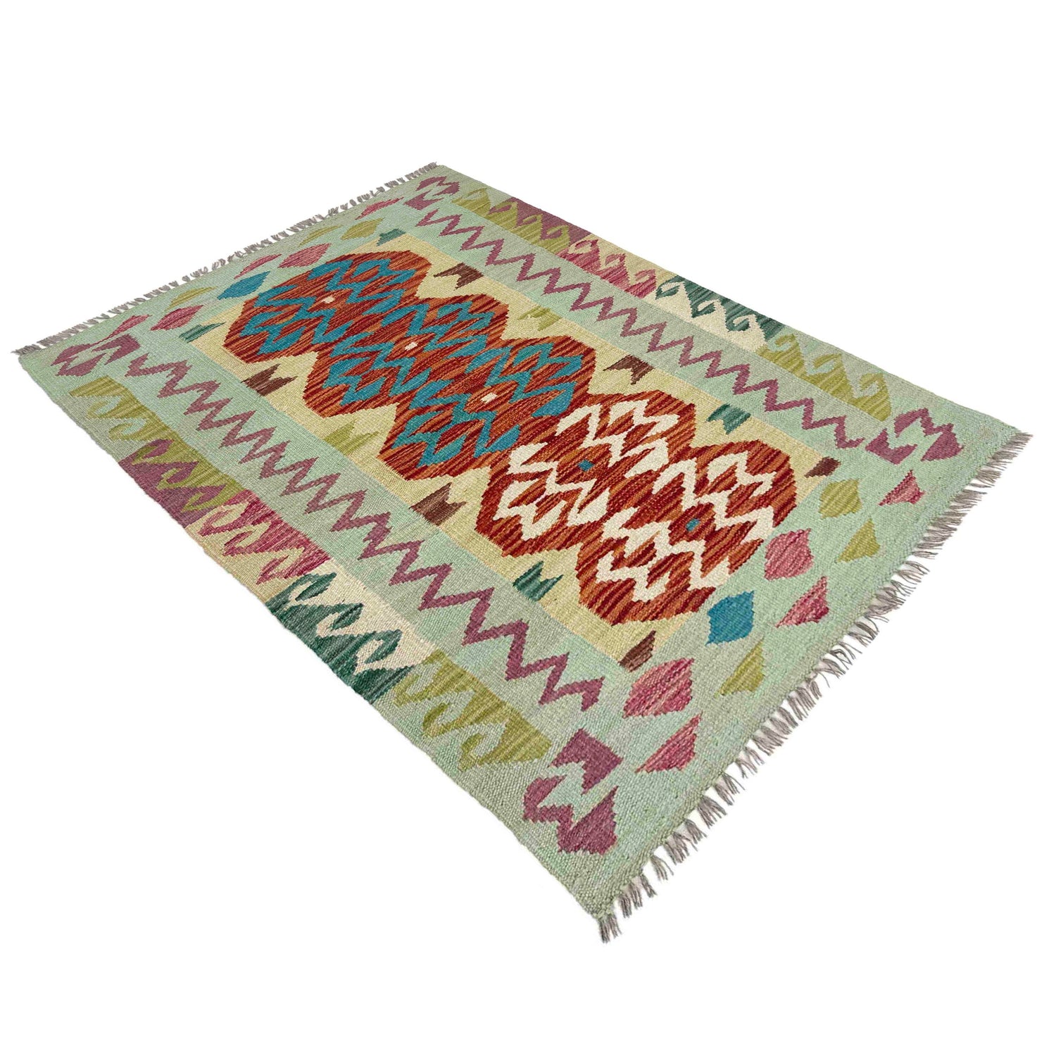 Hand Woven Wool Kelim 2' 7" x 4' 0" ft / 79 x 121 cm - No. Y39201