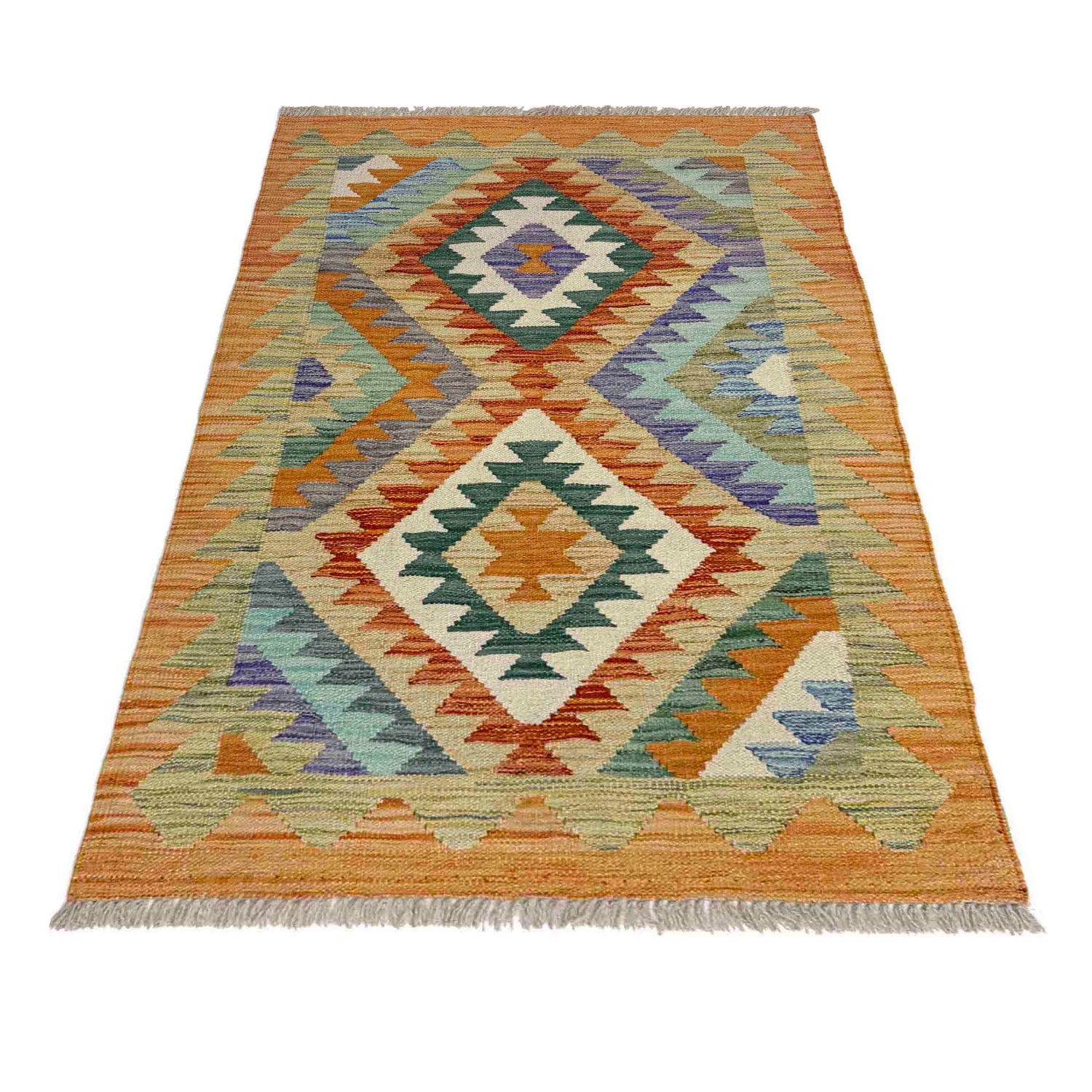 Handmade Turkish Design Wool Kilim 2' 6" x 4' 1" ft / 77 x 125 cm - No. Y39202