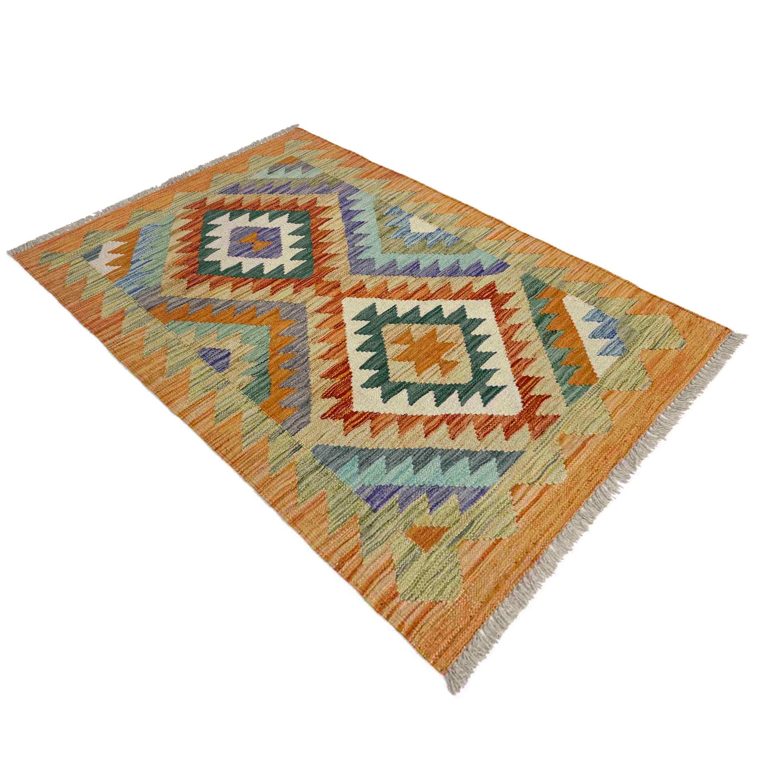 Handmade Turkish Design Wool Kilim 2' 6" x 4' 1" ft / 77 x 125 cm - No. Y39202
