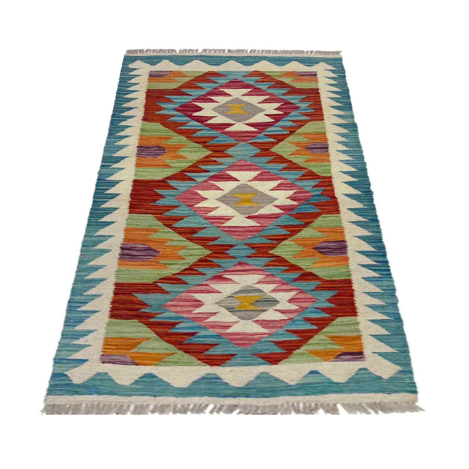 Hand Knotted Flatweave Kilim 2' 4" x 4' 1" ft / 71 x 125 cm - No. Y39204