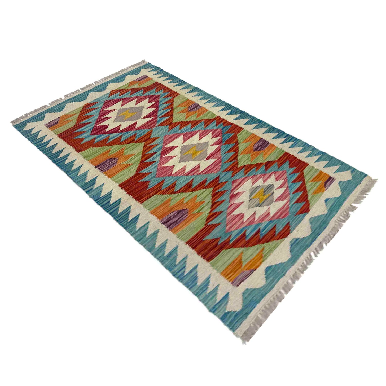 Hand Knotted Flatweave Kilim 2' 4" x 4' 1" ft / 71 x 125 cm - No. Y39204