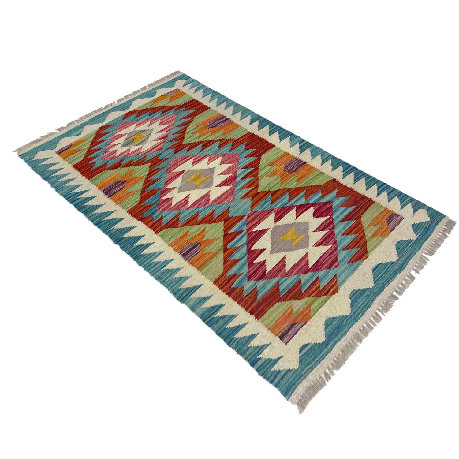 Hand Knotted Flatweave Kilim 2' 4" x 4' 1" ft / 71 x 125 cm - No. Y39204