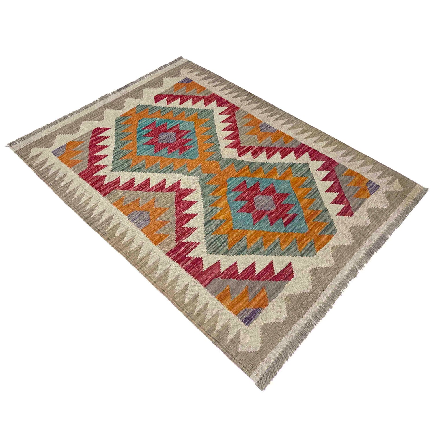 Handmade Afghan Vegetable Kilim 2' 9" x 4' 0" ft / 85 x 123 cm - No. Y39205