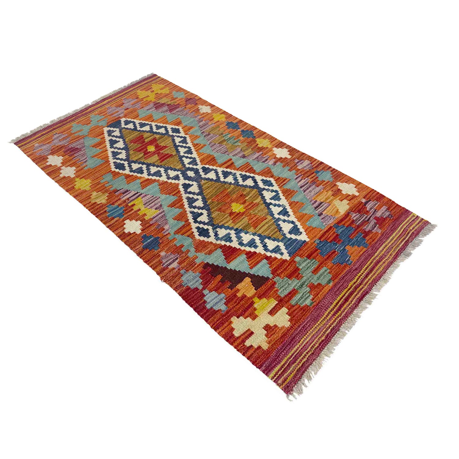Hand Made Afghan Kilim 2' 1" x 4' 1" ft / 64 x 124 cm - No. Y39206