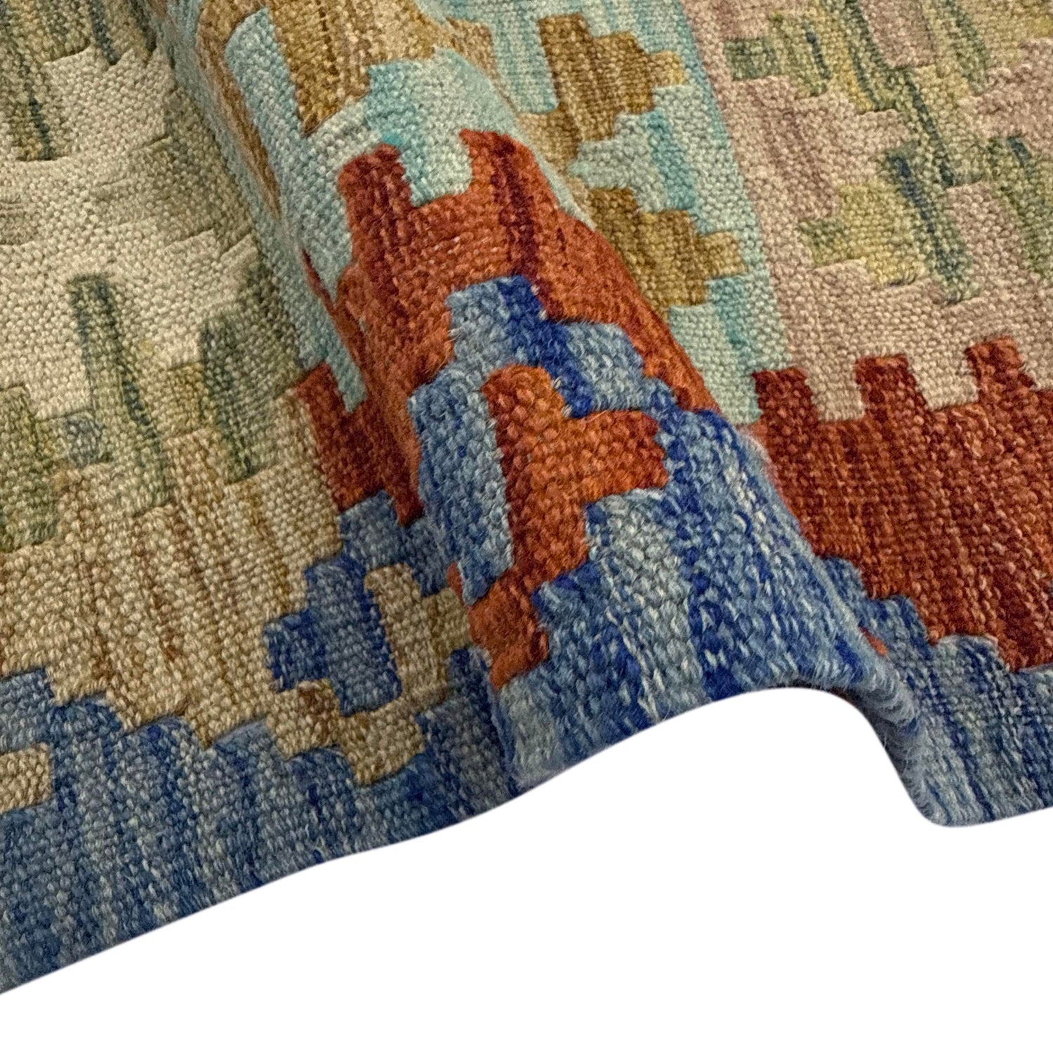 Handmade Afghan Vegetable Kilim 6' 3" x 7' 3" ft / 191 x 222 cm - No. Y39207