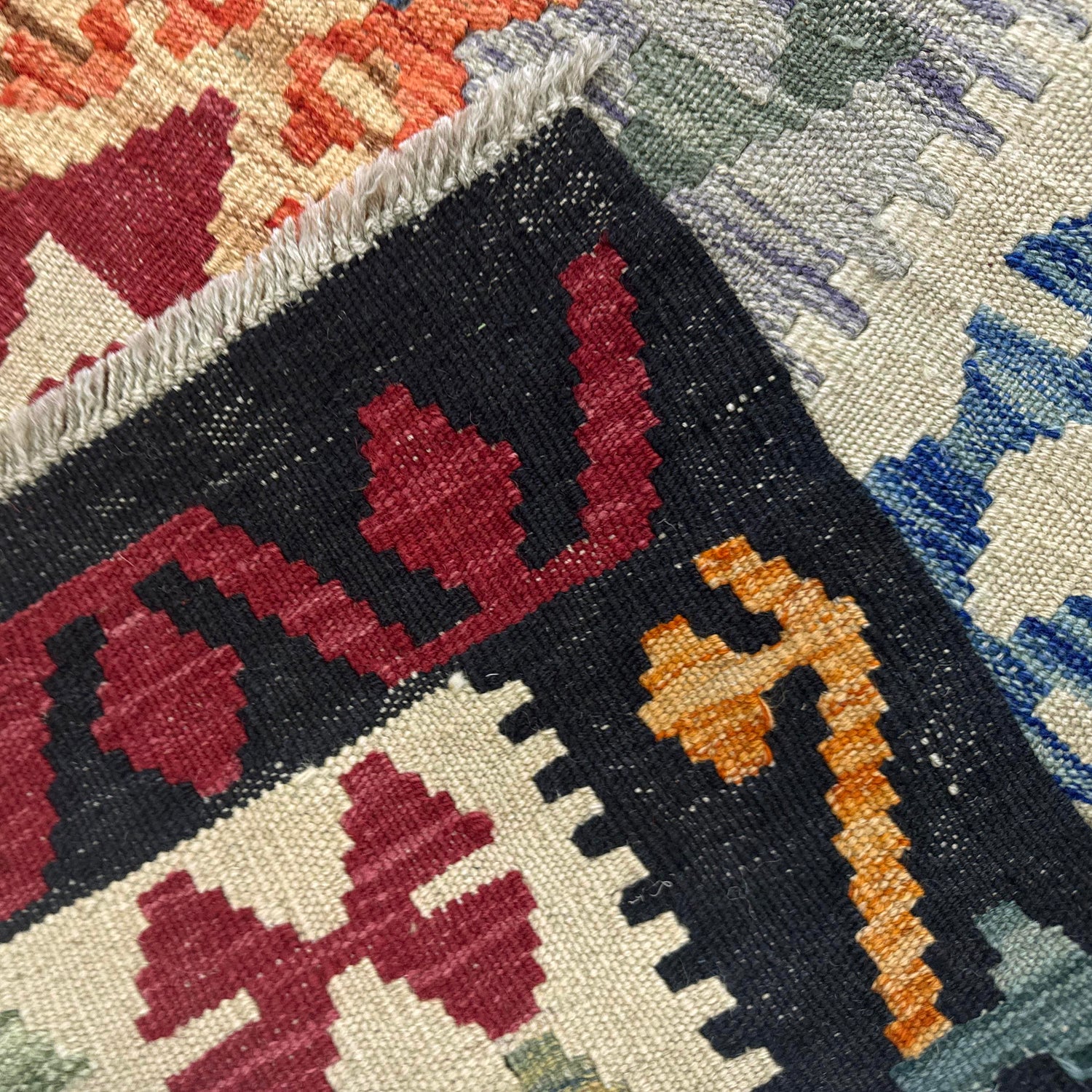 Hand Made Afghan Kilim 5' 9" x 7' 9" ft / 175 x 235 cm - No. Y39208
