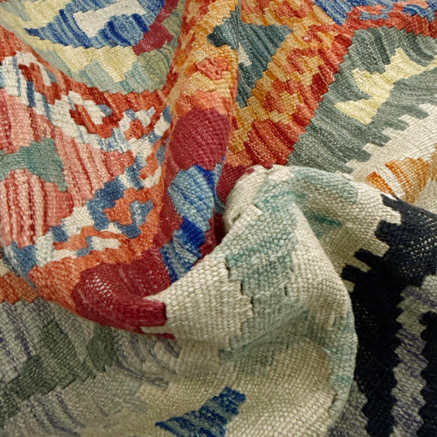 Hand Made Afghan Kilim 5' 9" x 7' 9" ft / 175 x 235 cm - No. Y39208