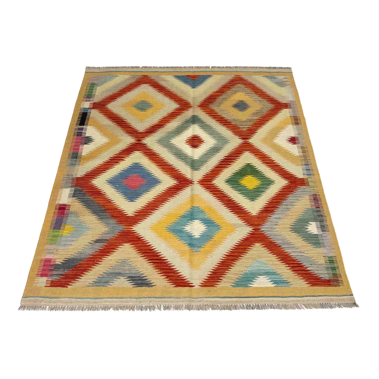 Handmade Vegetable Kelim 4' 11" x 6' 6" ft / 150 x 198 cm - No. Y39211