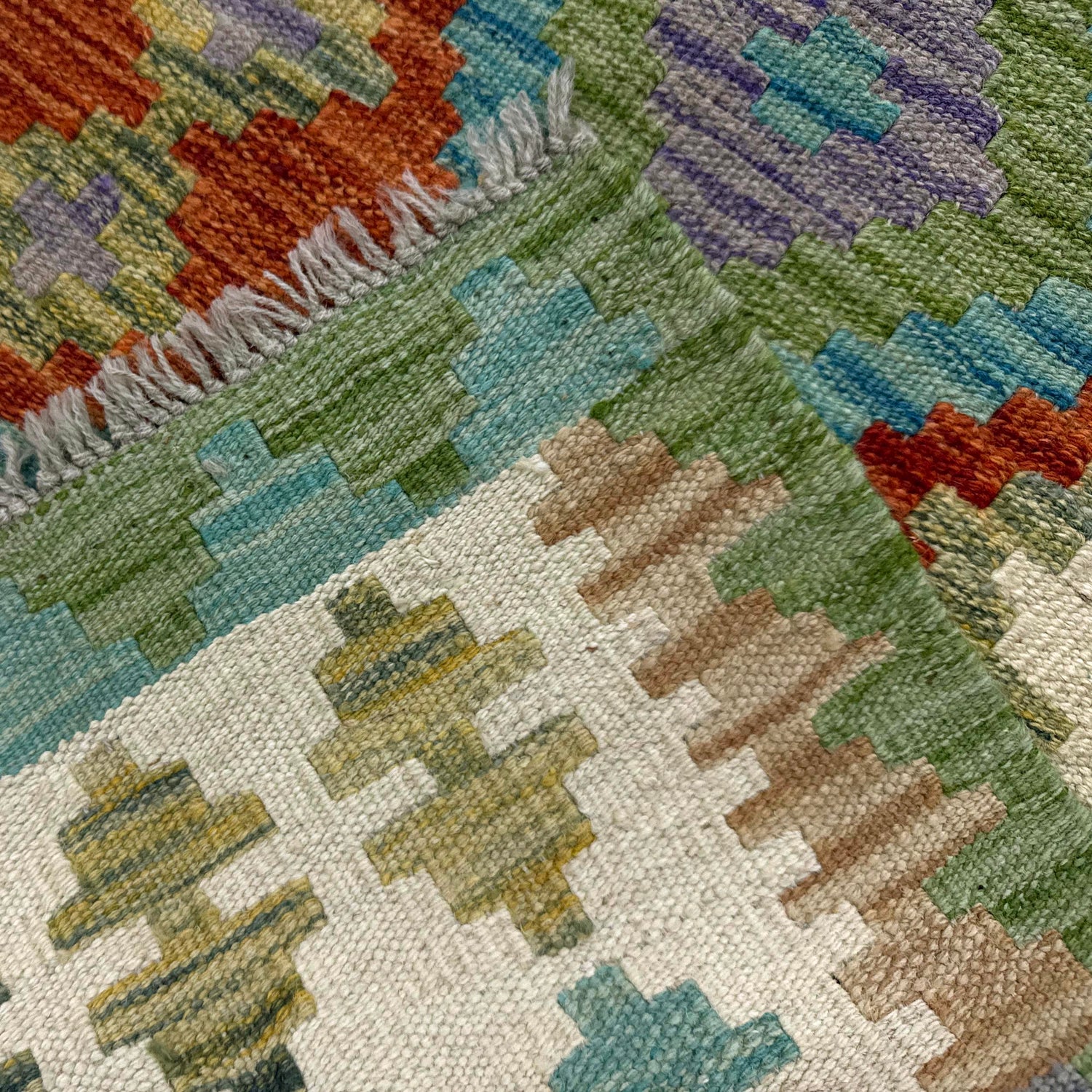 Hand Knotted Afghan Style Kilim 5' 2" x 6' 7" ft / 157 x 200 cm - No. Y39212