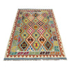 Hand Made Afghan Kilim 3' 11" x 5' 10" ft / 120 x 177 cm - No. Y39214