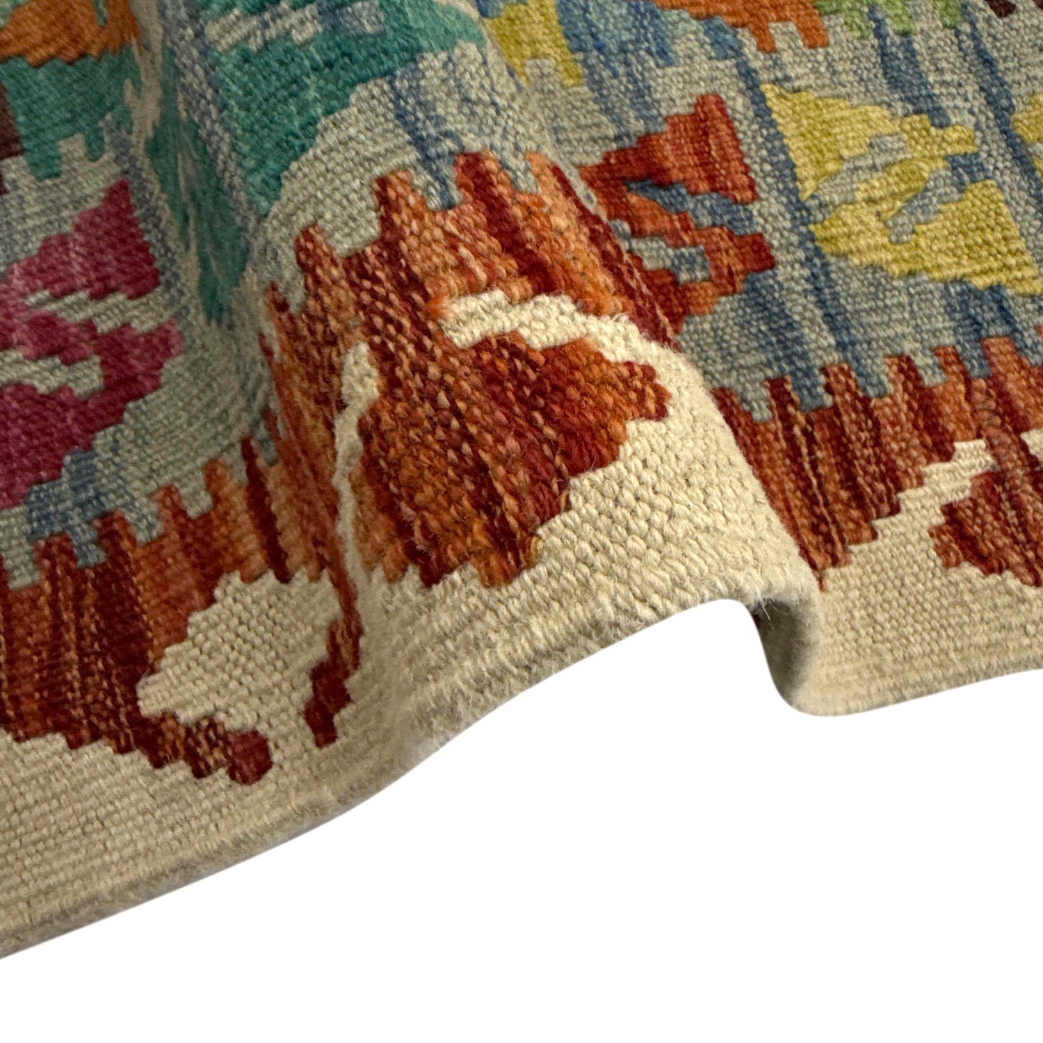 Hand Made Afghan Kilim 3' 11" x 5' 10" ft / 120 x 177 cm - No. Y39214