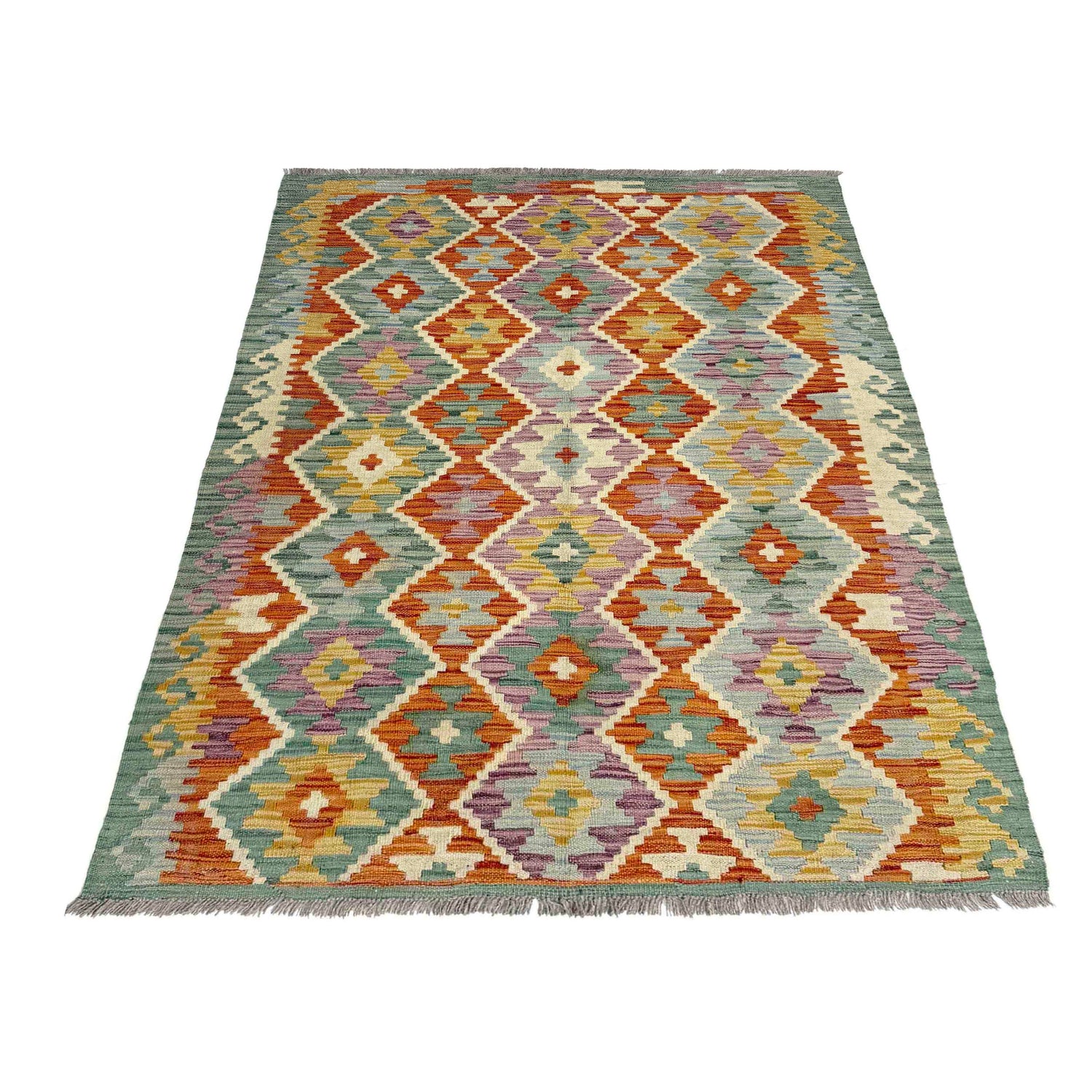 Hand Knotted Flatweave Kilim 4' 0" x 5' 11" ft / 123 x 180 cm - No. Y39215