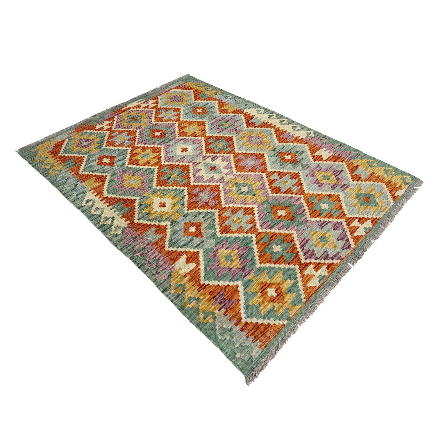Hand Knotted Flatweave Kilim 4' 0" x 5' 11" ft / 123 x 180 cm - No. Y39215