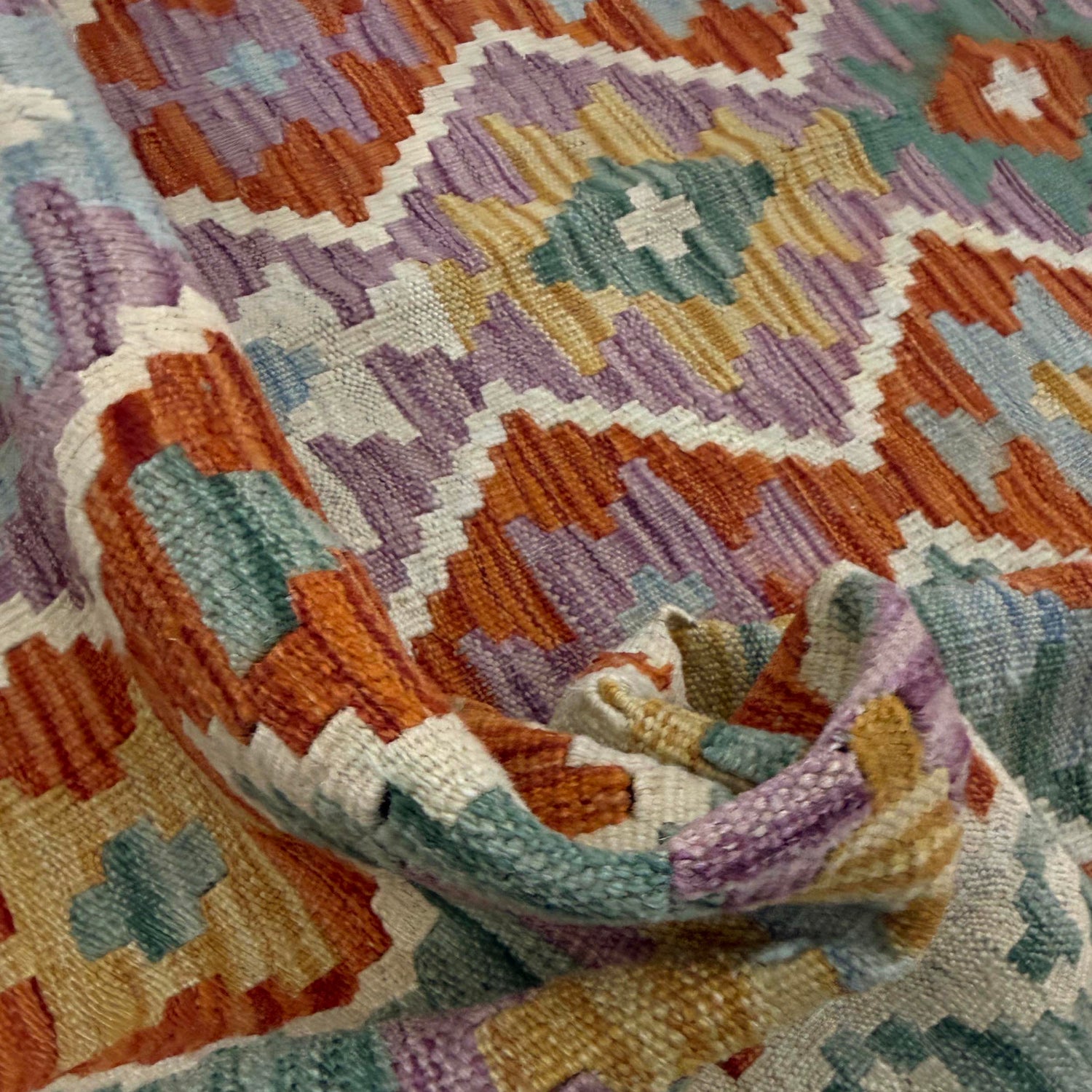 Hand Knotted Flatweave Kilim 4' 0" x 5' 11" ft / 123 x 180 cm - No. Y39215