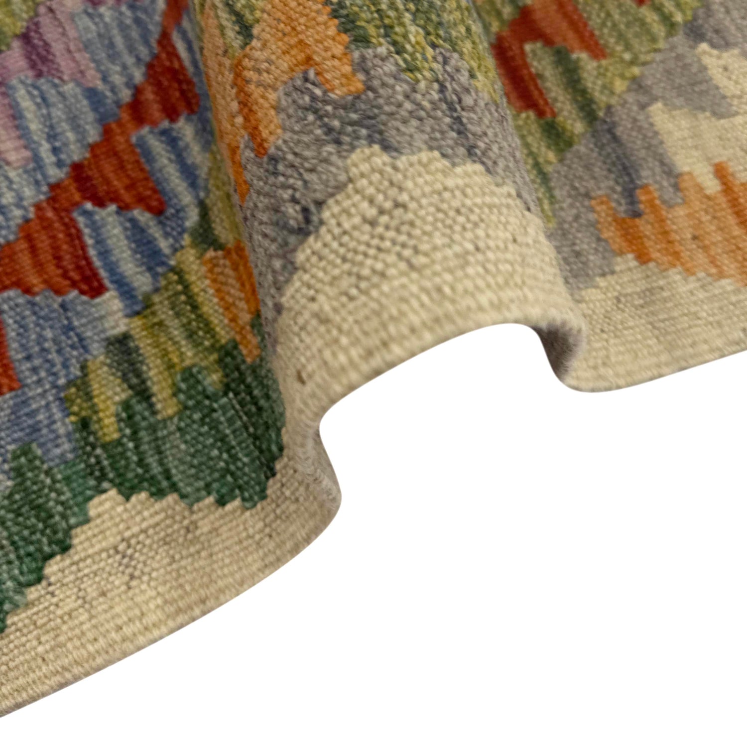 Multi Color ful Flat-Weave Wool Kilim 3' 11" x 5' 11" ft / 120 x 180 cm - No. Y39216