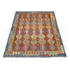 Multi Color ful Flat-Weave Wool Kilim 5' 10" x 7' 6" ft / 177 x 229 cm - No. Y39219