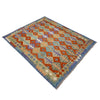 Multi Color ful Flat-Weave Wool Kilim 5' 10" x 7' 6" ft / 177 x 229 cm - No. Y39219