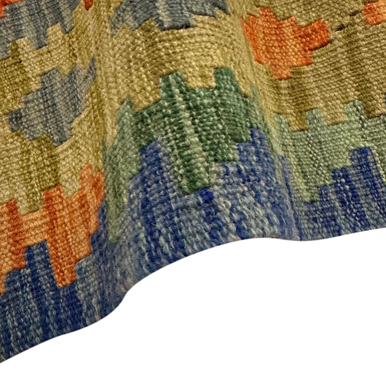 Multi Color ful Flat-Weave Wool Kilim 5' 10" x 7' 6" ft / 177 x 229 cm - No. Y39219