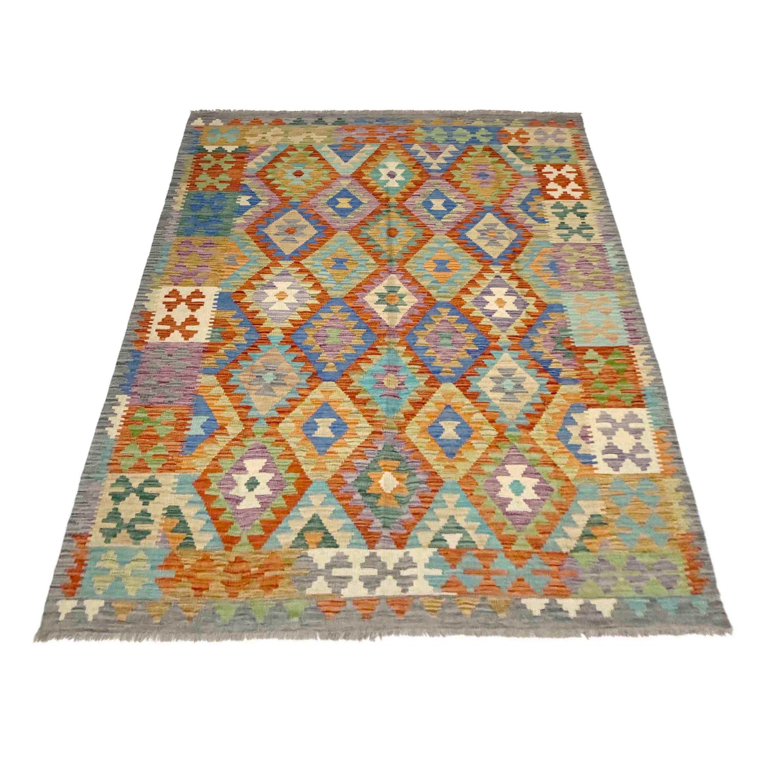 Handmade Vegetable Kilim 5' 8" x 8' 2" ft / 173 x 249 cm - No. Y39220