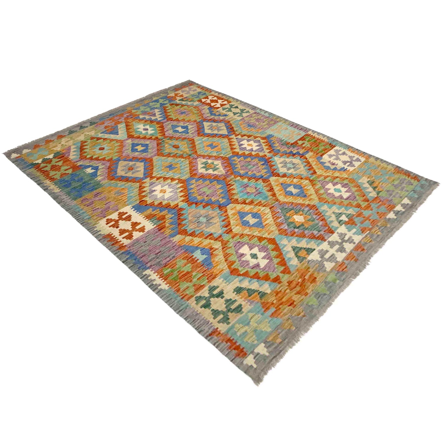 Handmade Vegetable Kilim 5' 8" x 8' 2" ft / 173 x 249 cm - No. Y39220