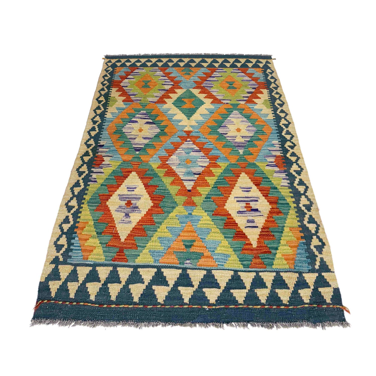 Handmade Afghan Vegetable Kilim 3' 3" x 5' 1" ft / 98 x 154 cm - No. Y39222
