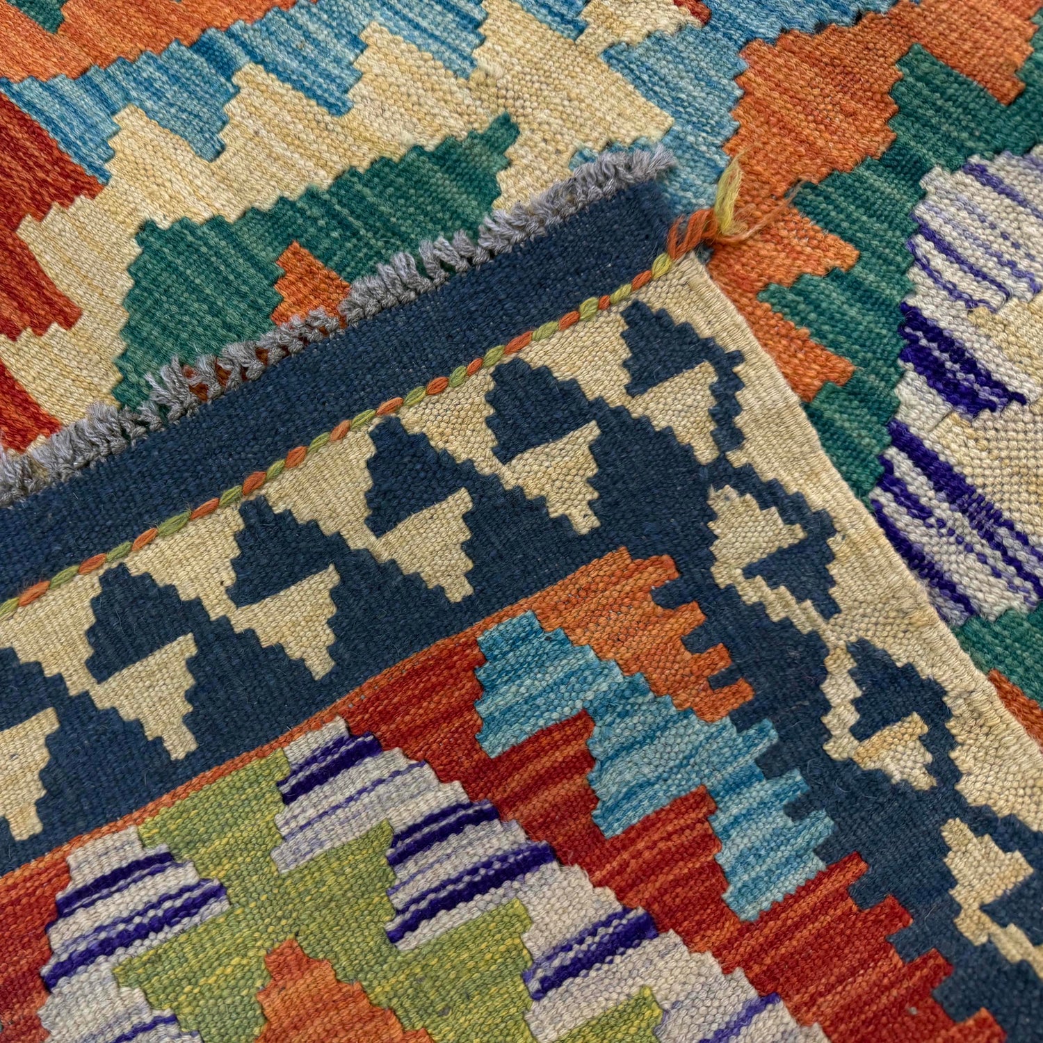 Handmade Afghan Vegetable Kilim 3' 3" x 5' 1" ft / 98 x 154 cm - No. Y39222