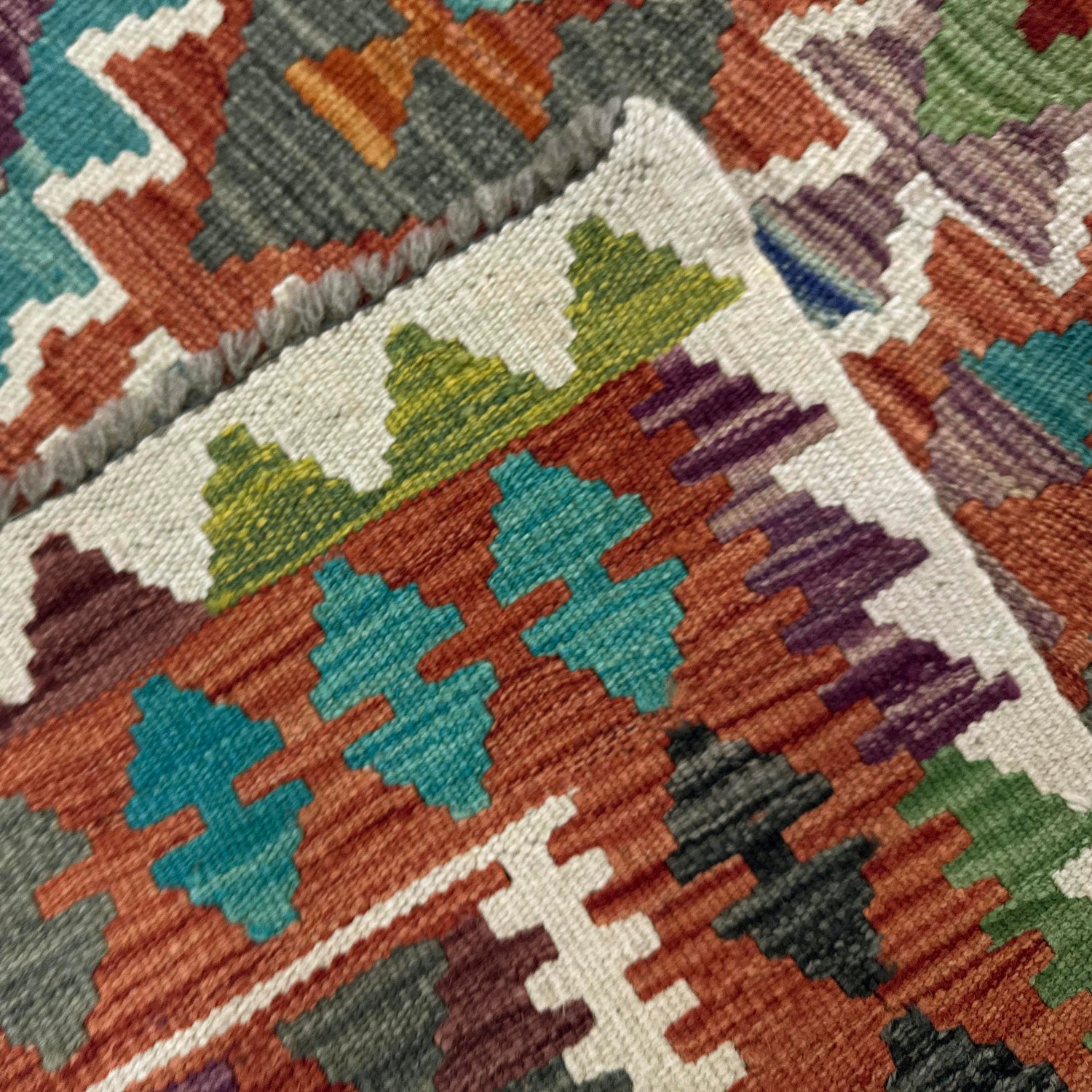 Hand Made Afghan Kilim 3' 5" x 4' 11" ft / 104 x 150 cm - No. Y39223