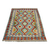 Multi Color ful Flat-Weave Wool Kilim 3' 4" x 4' 10" ft / 101 x 148 cm - No. Y39224