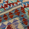 Multi Color ful Flat-Weave Wool Kilim 3' 4" x 4' 10" ft / 101 x 148 cm - No. Y39224