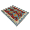 Multi Color ful Flat-Weave Wool Kilim 2' 10" x 3' 9" ft / 86 x 114 cm - No. Y39225