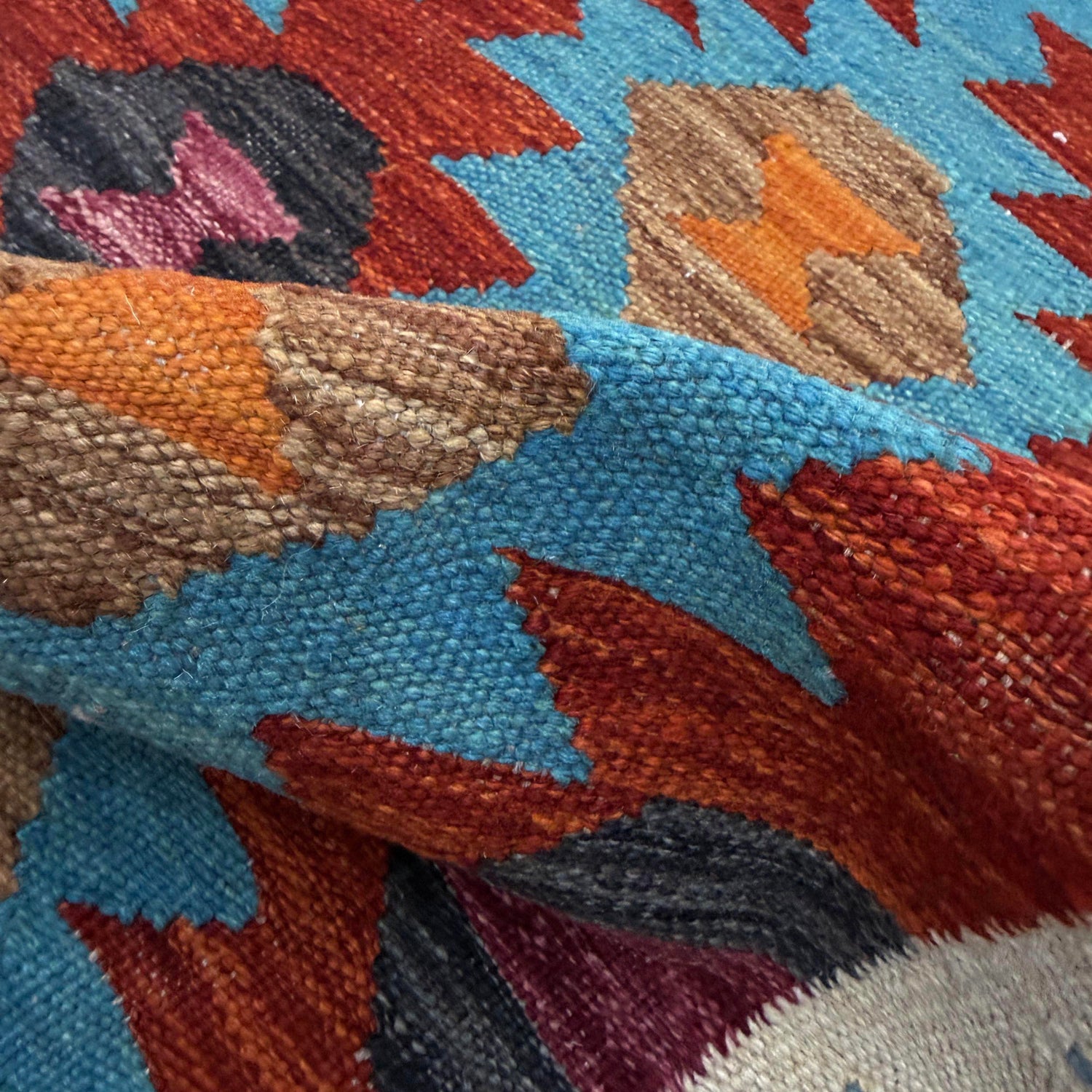 Multi Color ful Flat-Weave Wool Kilim 2' 10" x 3' 9" ft / 86 x 114 cm - No. Y39225